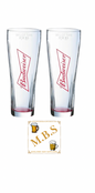 Red Budweiser Pint Glass, Set of 2