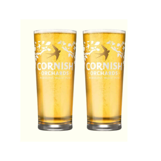 Cornish Orchards Cider Pint Glass, Clear, Set of 2