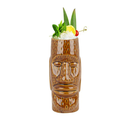 Brown Ceramic Easter Island Tiki Mug