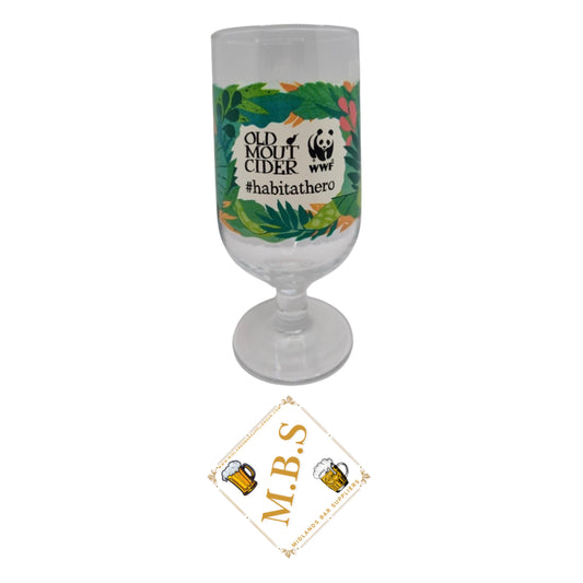 Old Mout Cider WWF Habitat Hero Pint Glass with Tropical Leaf Design