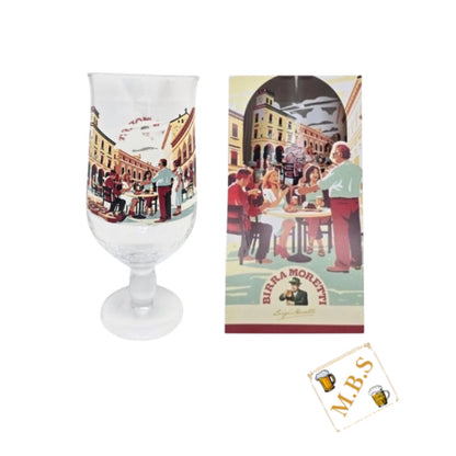 Birra Moretti Limited Edition Collector's Pint Glass, Set of 4, Vintage Italian Scene Design, Gift Boxed