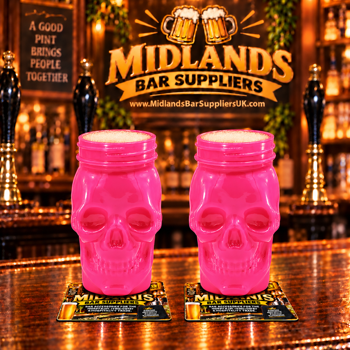 Dead Man’s Fingers Skull Glass - Pink Spiced Rum 3/4 pint Brand New Gift Boxed