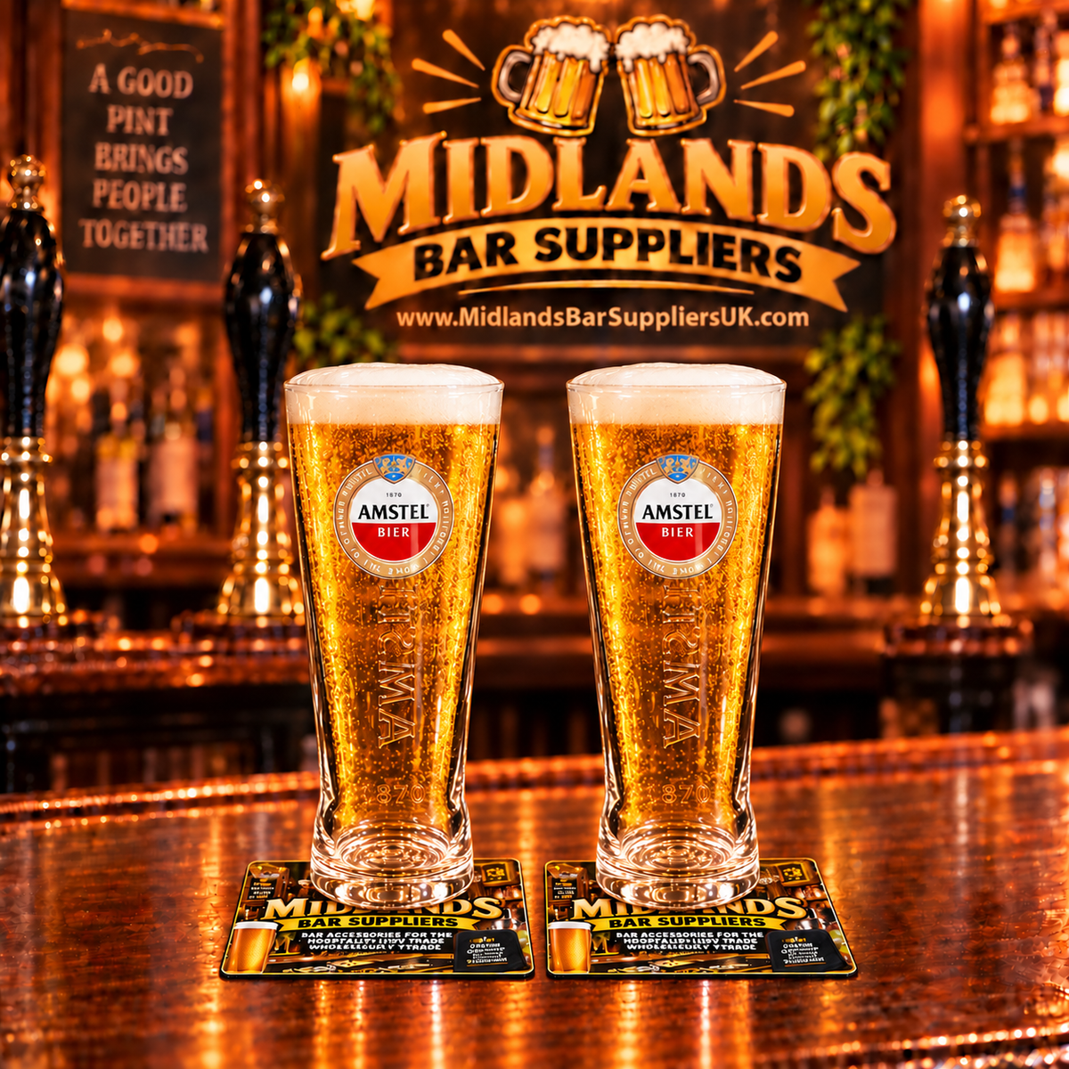 Amstel Pint Glasses Set of 2