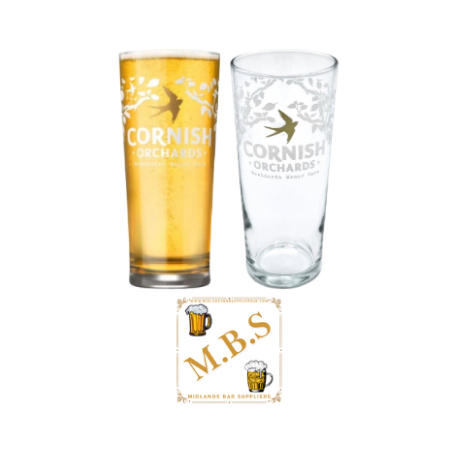 Cornish Orchards Cider Pint Glass, Clear, Set of 2