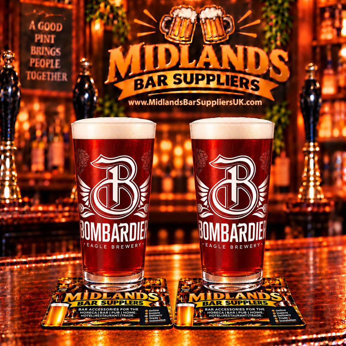 Bombardier Beer Glasses Set of 2