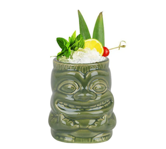 Green Ceramic Tiki Mug With a Handle