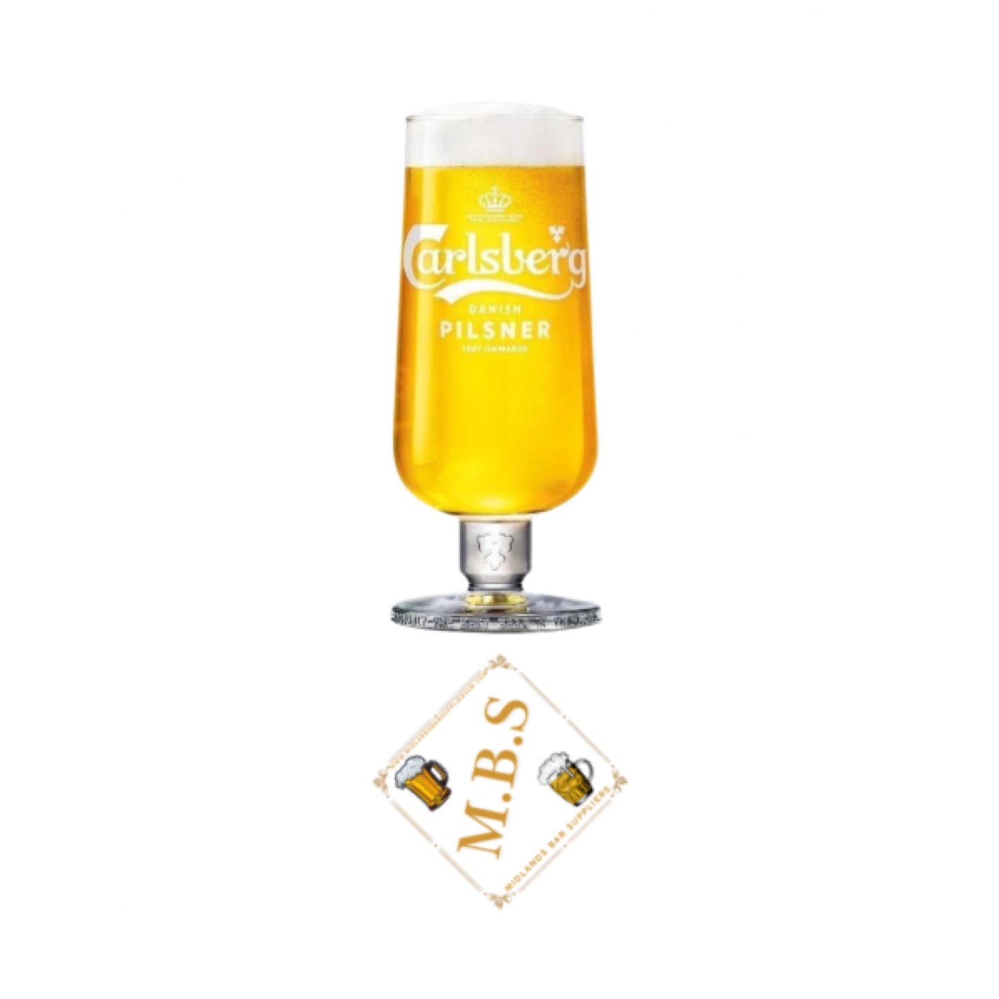 4X Carlsberg Danish Pilsner Original Pint Glass/Chalice Glass/Glasses/Barware CE Stamped Plus 10X Carlsberg Coasters