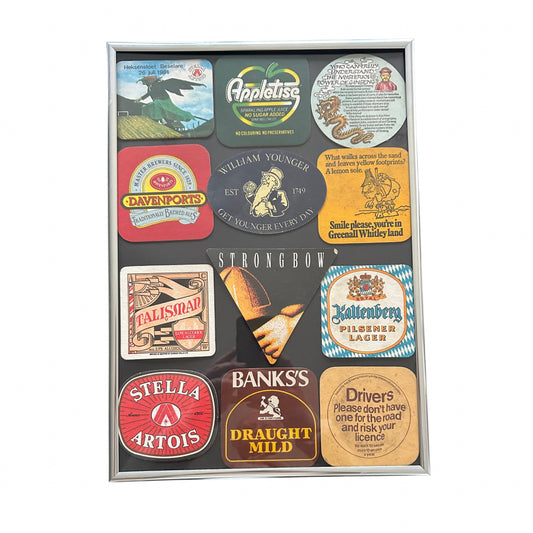 Old Beer Coasters Framed Picture | A3 Size