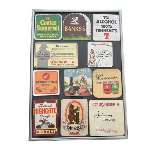 Old Beer Coasters Framed Picture | A3 Size