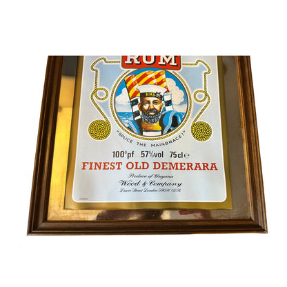 Rare Vintage Wood's 100 Old Navy Rum Pub Advertising Wall Mirror 45cm x 35cm