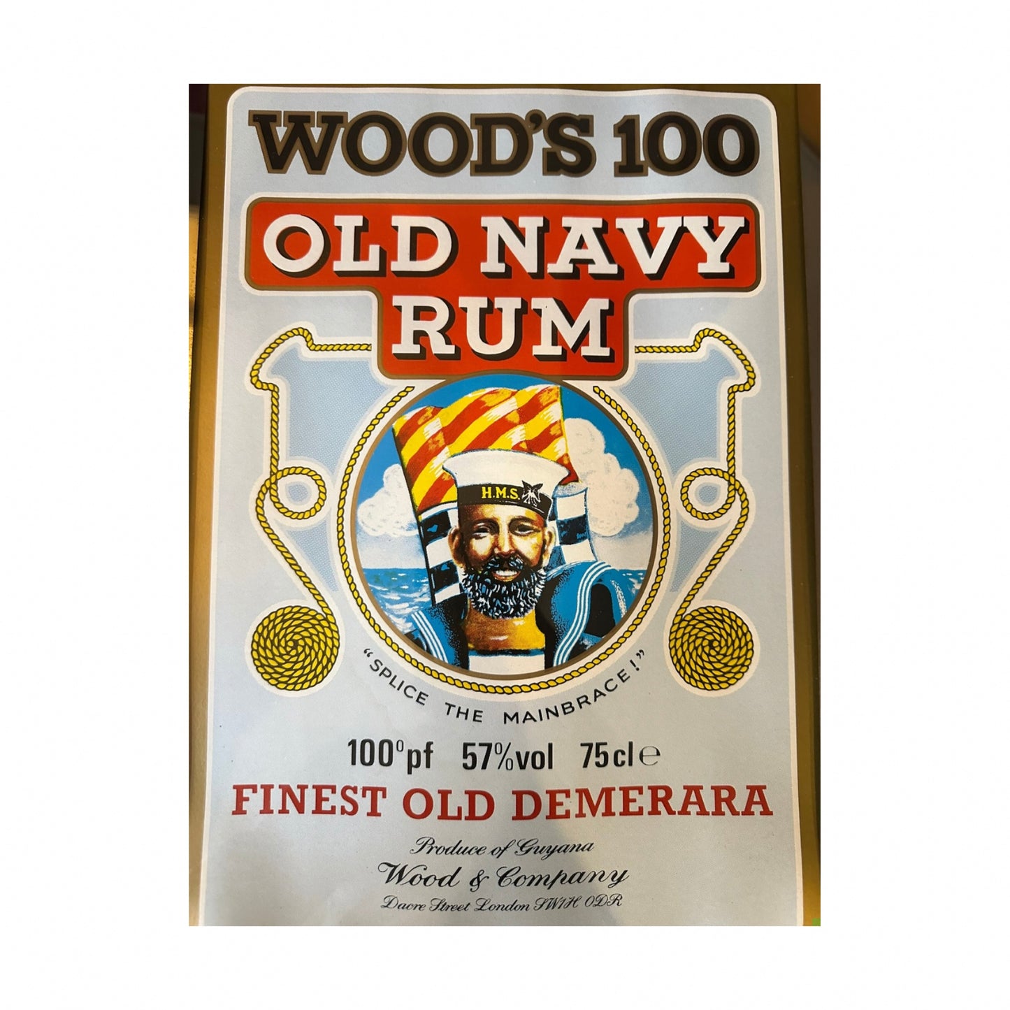 Rare Vintage Wood's 100 Old Navy Rum Pub Advertising Wall Mirror 45cm x 35cm