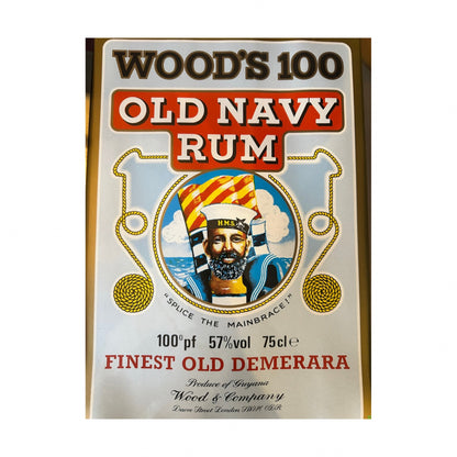 Rare Vintage Wood's 100 Old Navy Rum Pub Advertising Wall Mirror 45cm x 35cm