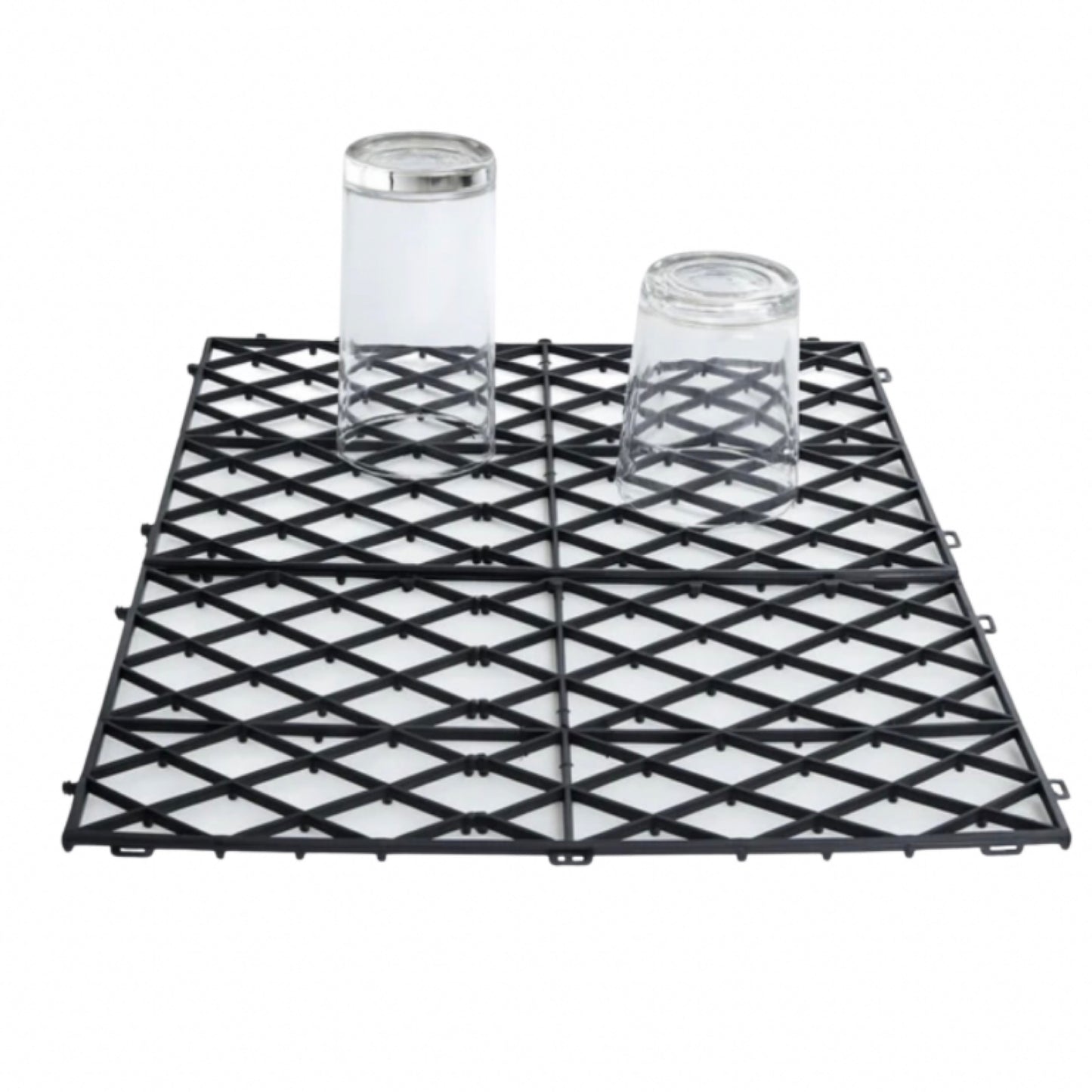 Black Interlocking Glass Mats - Pack of 10