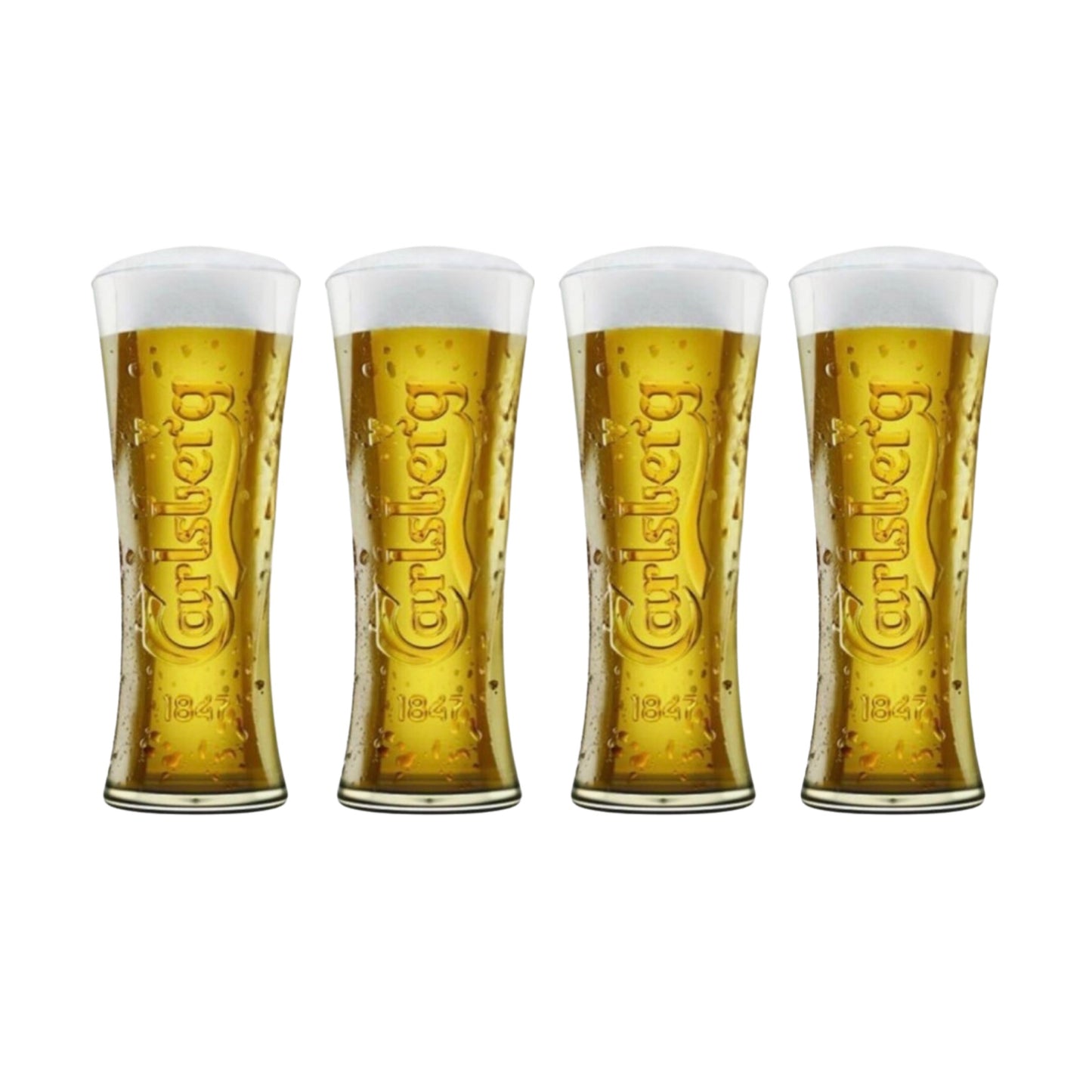 4 x Carlsberg 1847 Embossed Half Pint Beer Glasses