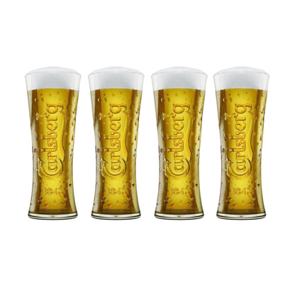 4 x Carlsberg 1847 Embossed Half Pint Beer Glasses