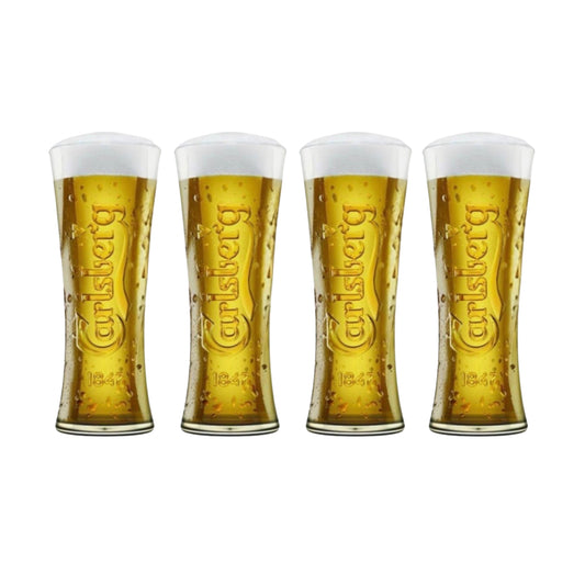 4 x Carlsberg 1847 Embossed Half Pint Beer Glasses
