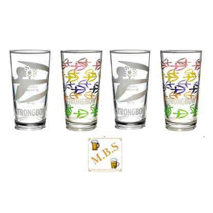 Strongbow Cider Limited Edition Limited Pint Glass X4 Glasses 2 Different Designs | 568ml Glasses | Plus Midlands Bar Suppliers Thin Drinks Coasters