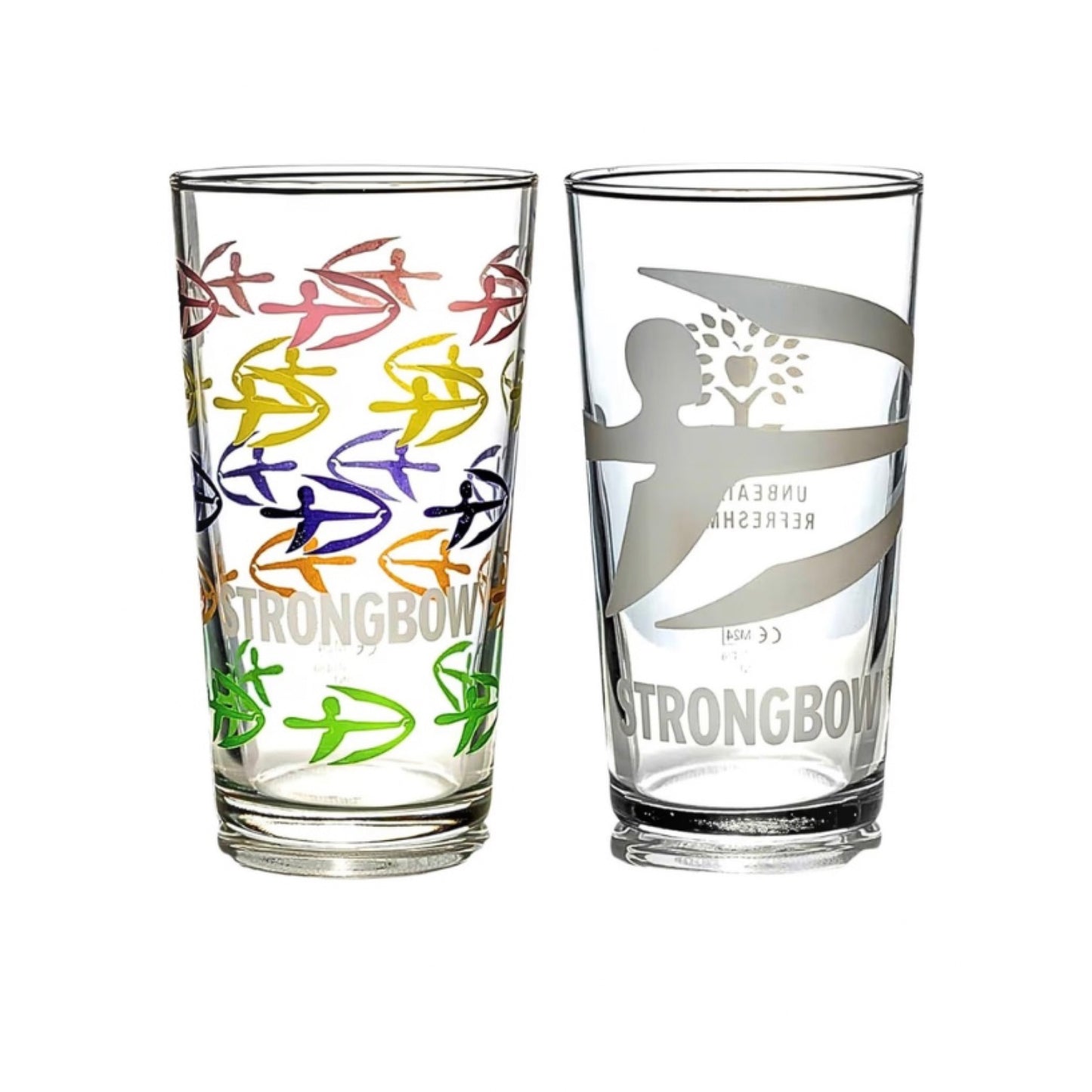Strongbow Cider Limited Edition Limited Pint Glass X4 Glasses 2 Different Designs | 568ml Glasses | Plus Midlands Bar Suppliers Thin Drinks Coasters