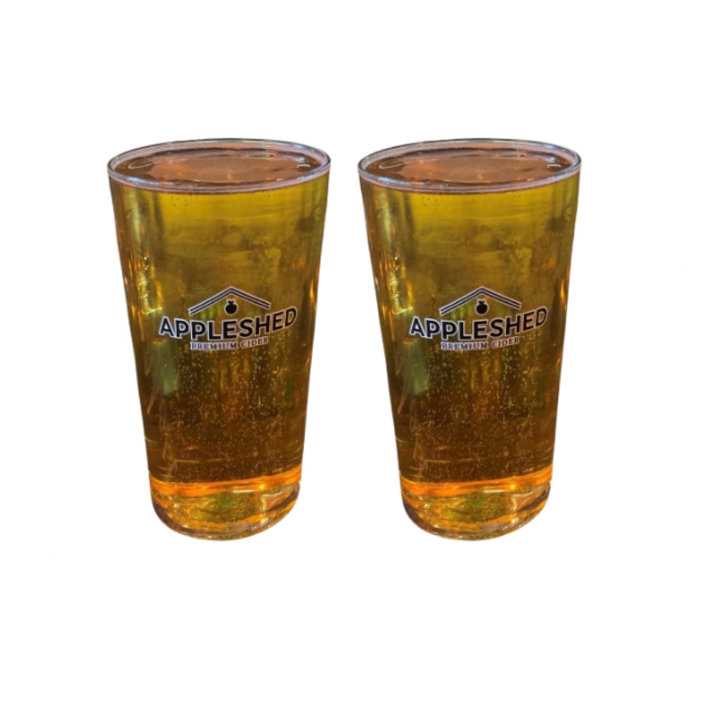 Appleshed Premium Cider Pint Glasses, Clear Glass Barware, Set of 2, Official Branded Drinkware