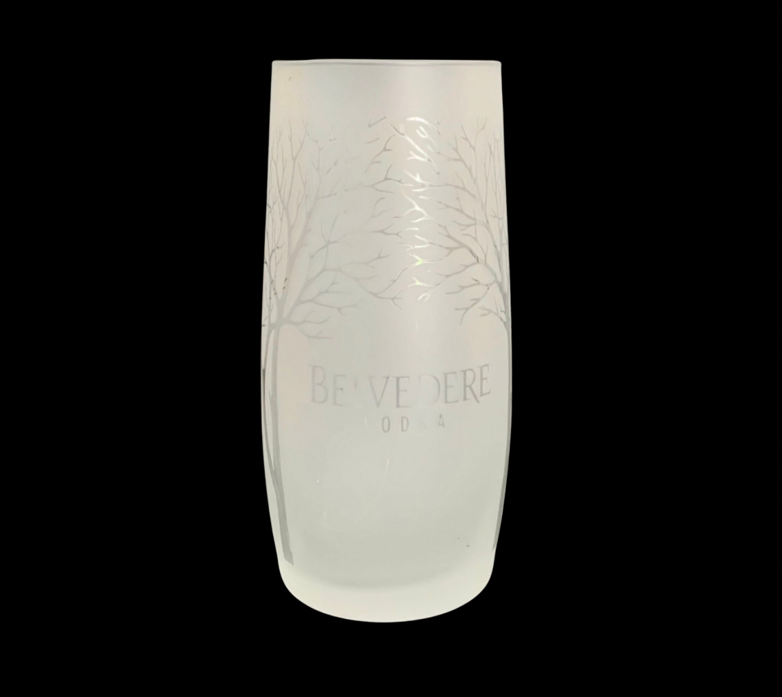 BELVEDERE RARE VODKA Frosted Glass 14.5 cm Tall NEW