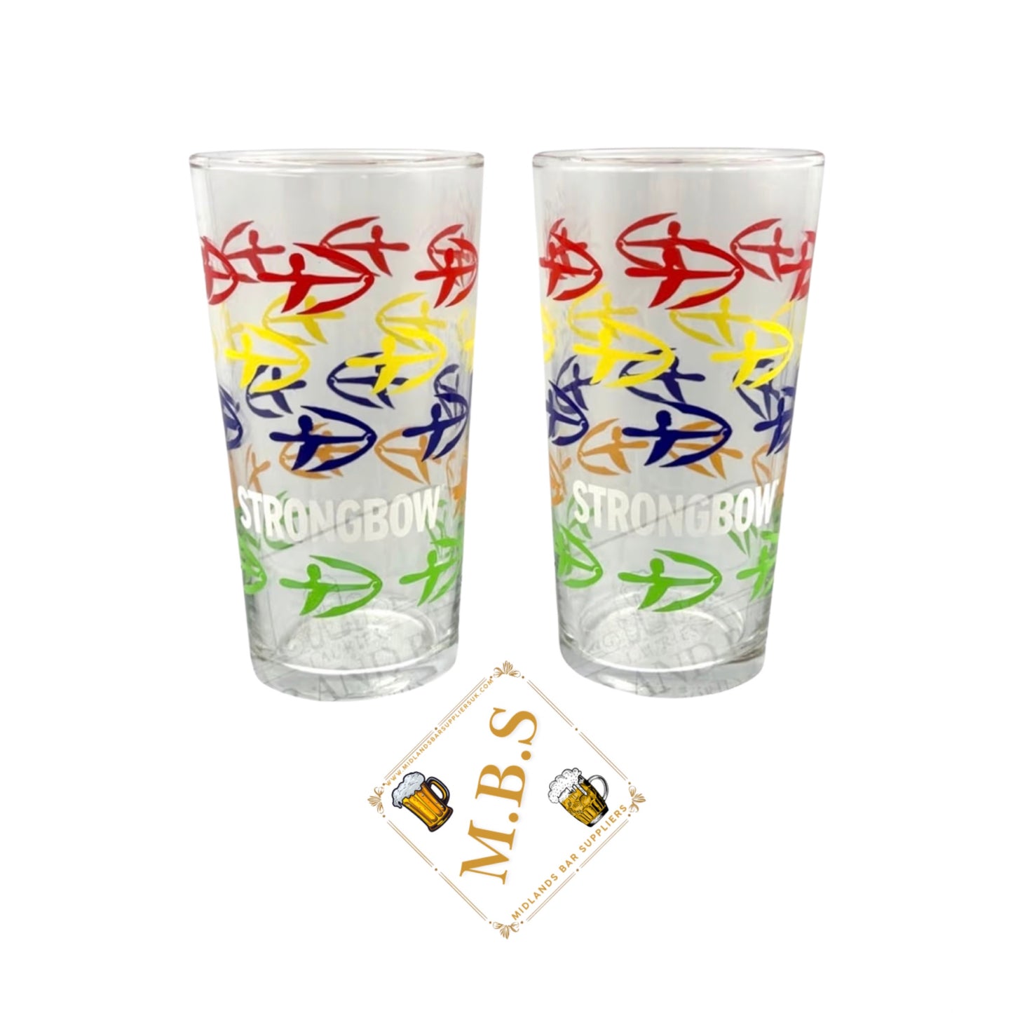 Strongbow Coloured Pint Glass x2