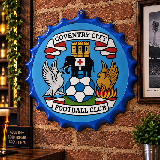 Coventry City FC Metal Bottle Cap Sign 35cm