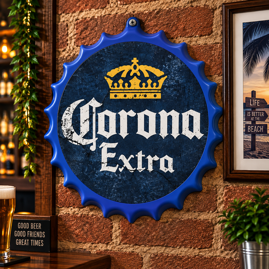 Corona Metal Bottle Cap Metal Sign 35cm