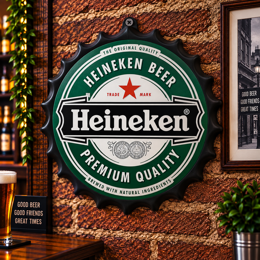 Heineken Metal Bottle Cap Sign 35cm