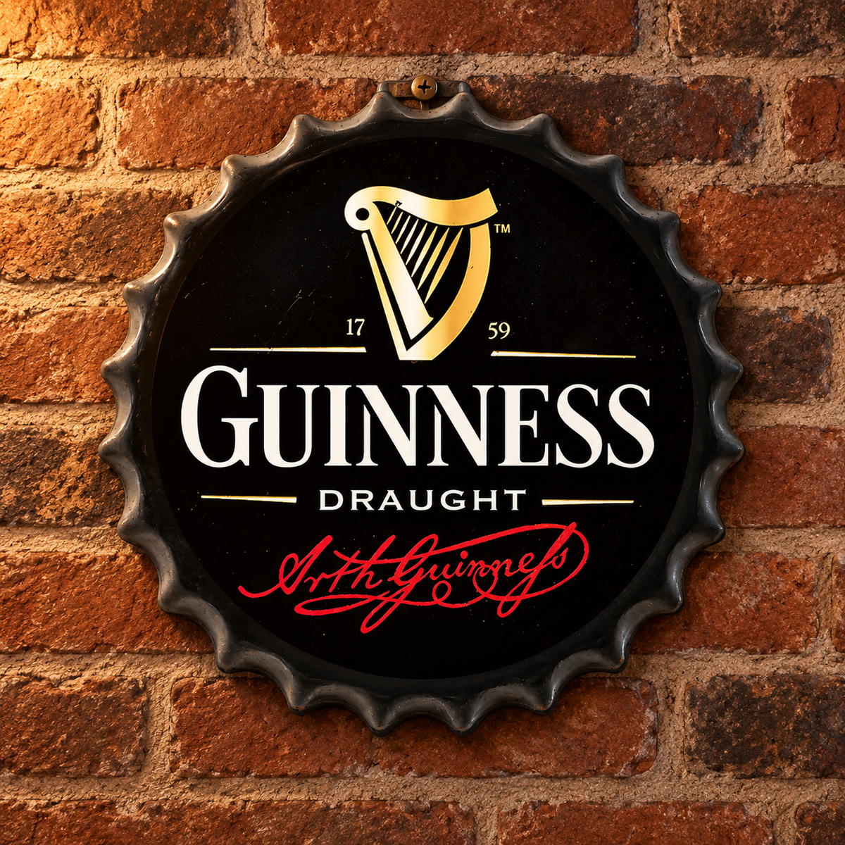 Guinness Metal Bottle Cap Sign 35cm