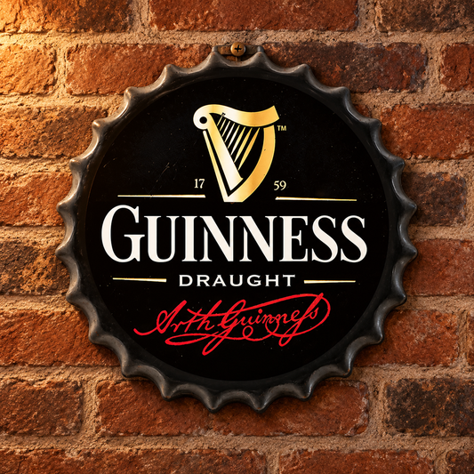 Guinness Metal Bottle Cap Sign 35cm