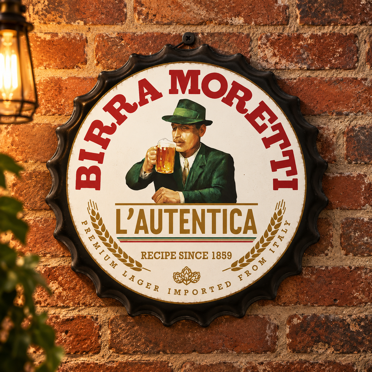 Birra Moretti Metal Bottle Cap Sign 35cm
