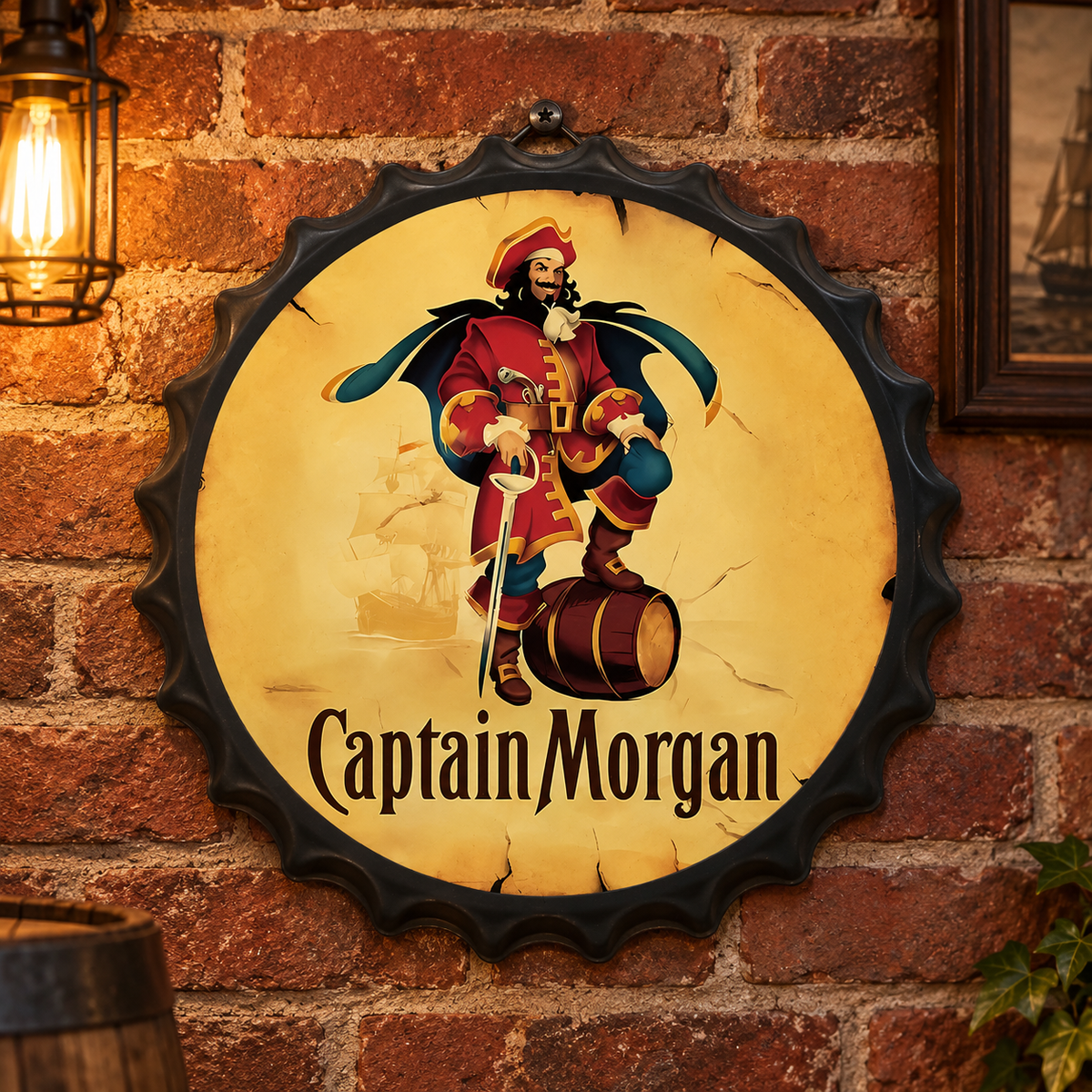 Captain Morgan’s Metal Bottle Cap Sign 35cm