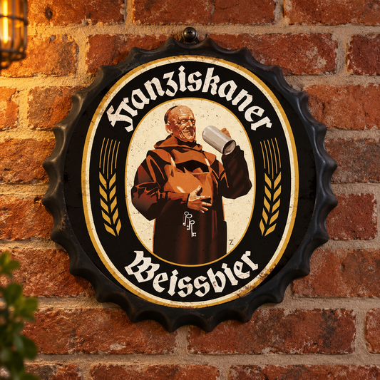 Franziskaner Weissbier Metal Bottle Cap Sign 35cm