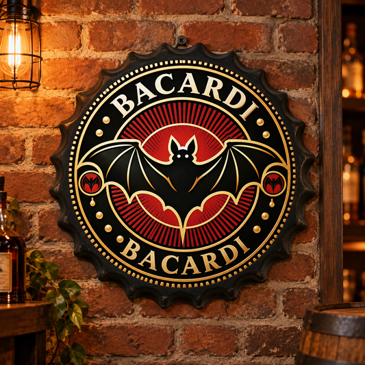 Bacardi Rum Metal Bottle Cap Sign 35cm