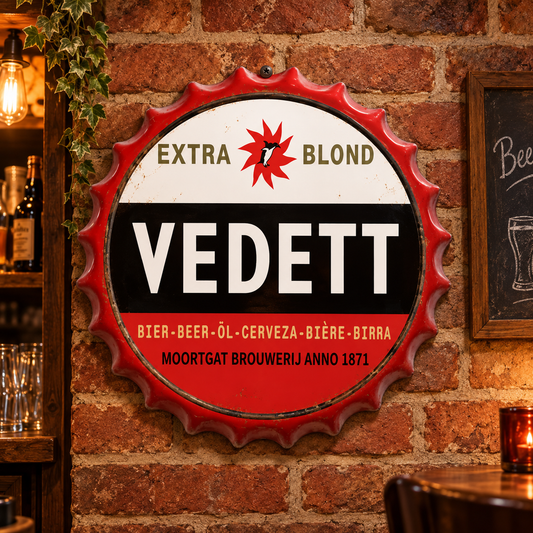 Vedett Metal Bottle Cap Sign 35cm