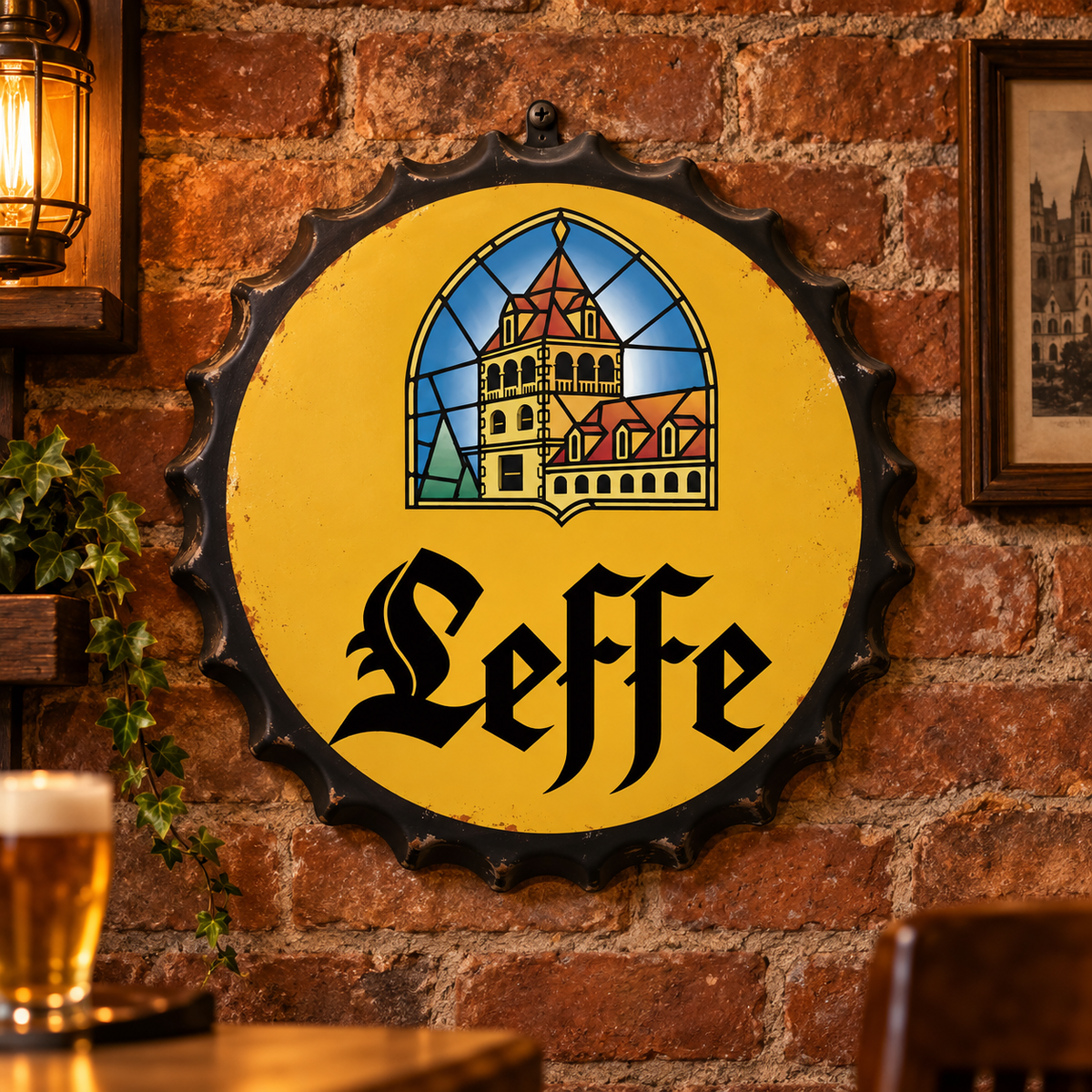 Leffe Metal Bottle Cap Sign 35cm