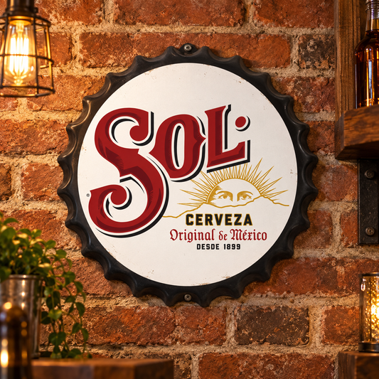 Sol Metal Bottle Cap Sign 35cm