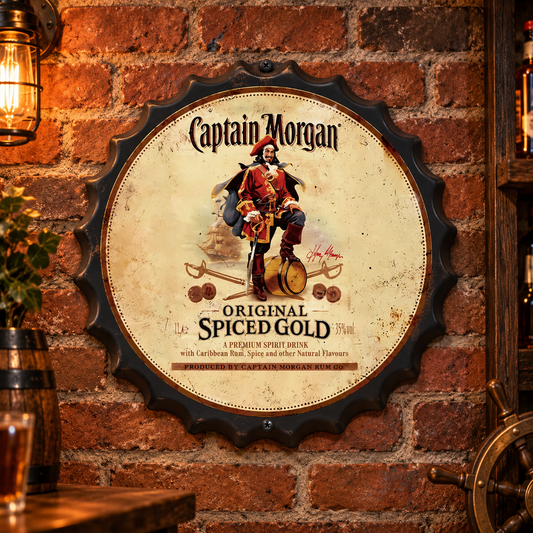 Captain Morgan’s Metal Bottle Cap Sign 35cm