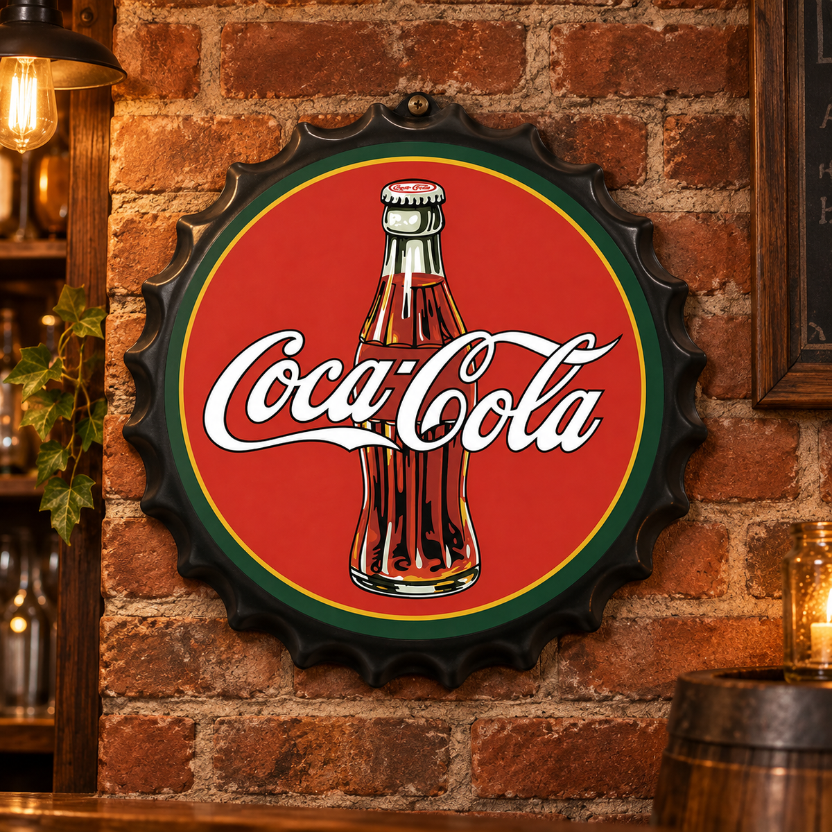 Coca Cola Metal Bottle Cap Sign 35cm