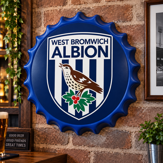 West Bromwich Albion Metal Bottle Cap Sign 35cm