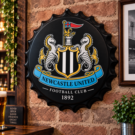 Newcastle United Metal Bottle Cap Sign 35cm