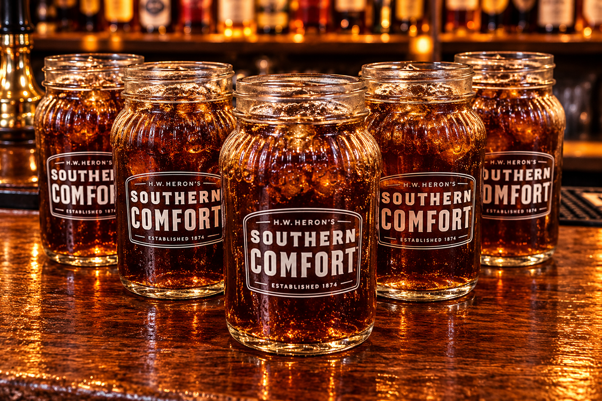 Southern Comfort Jam Jar Glasses Box of 6